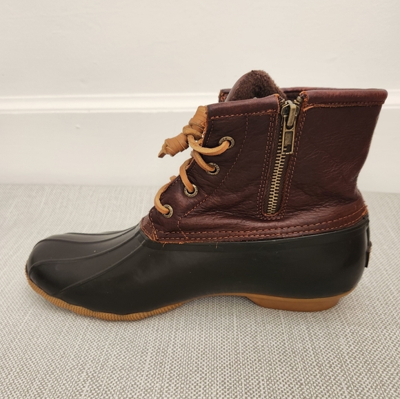 Sperry Top Sider Size 10 Duck Boots Leather Rubber Rain Snow Waterproof Women - Picture 8 of 14
